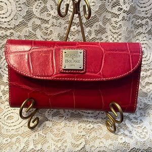 Dooney & Bourke red crocodile leather wallet, with matching checkbook cover